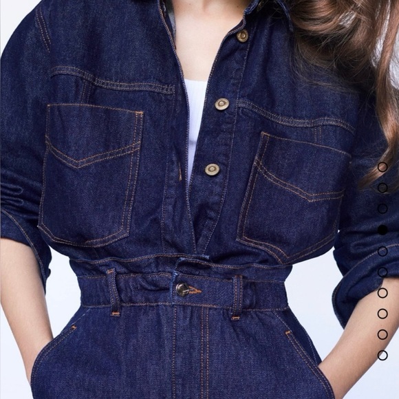 Zara Tops - Zara Denim Overshirt Dark Indigo Wash